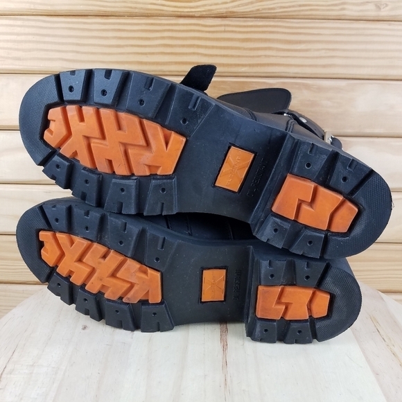 XELEMENT Black Leather Biker Boots Motorcycle Riding Two Buckle Side Zip LU1474 - Picture 4 of 14